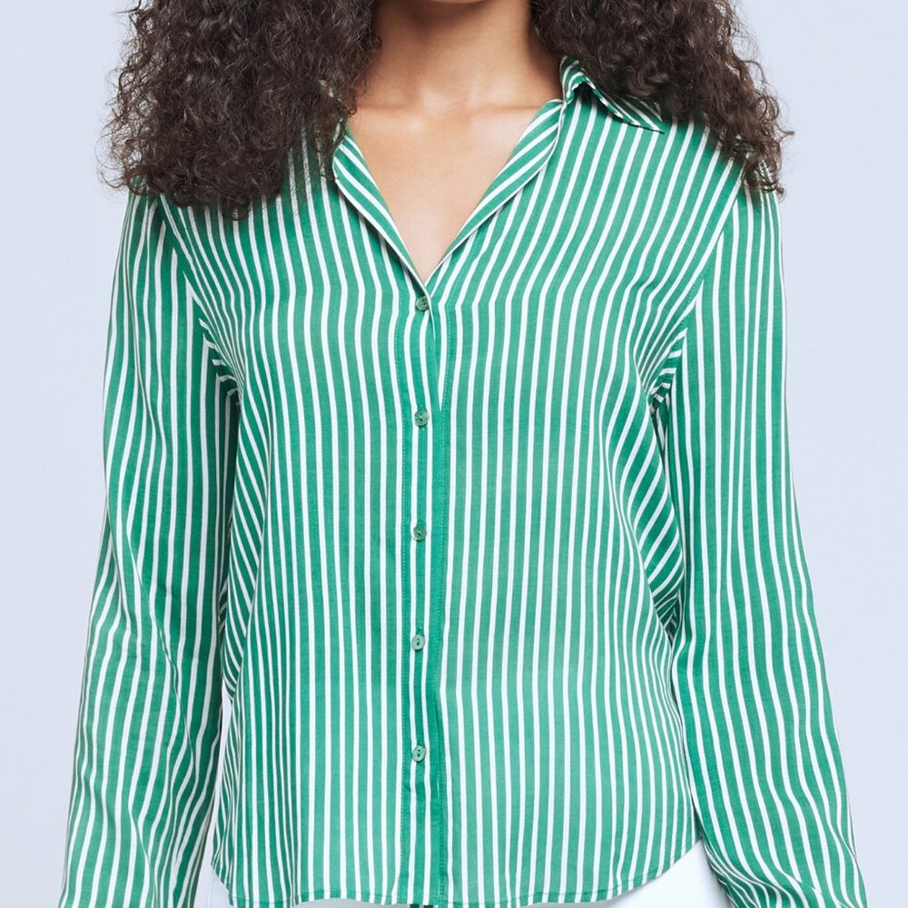 L'AGENCE Holly Blouse in Amazon Green